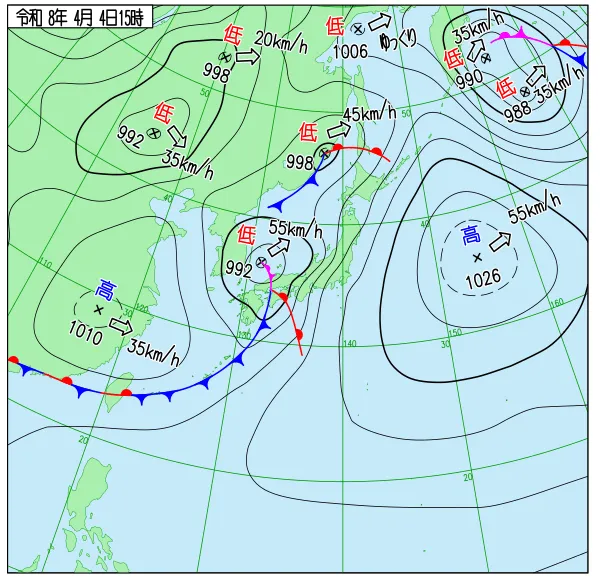 2026年4月4日15時の速報天気図