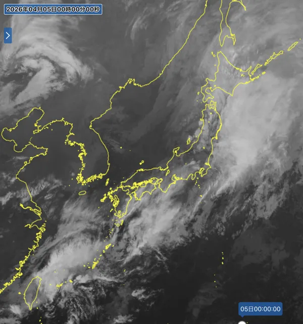 2026年4月4日24時の日本周辺の衛星赤外画像