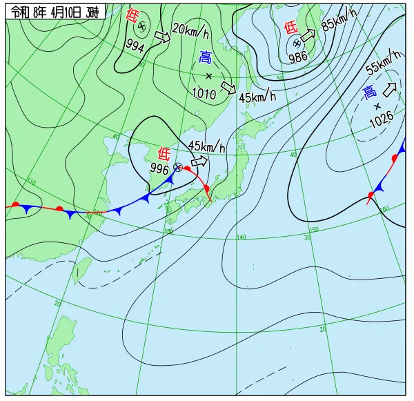 2026年4月10日3時の速報天気図