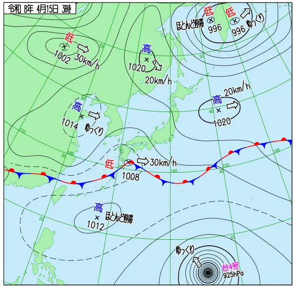 2026年4月15日3時の速報天気図