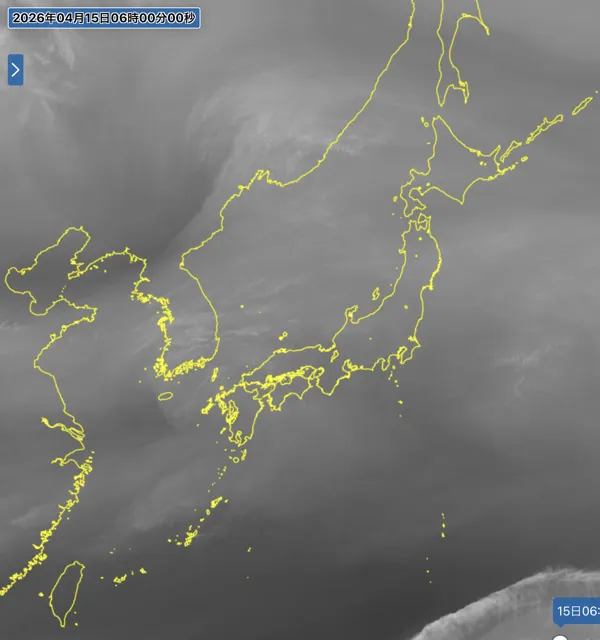 2026年4月15日6時の日本周辺の衛星水蒸気画像
