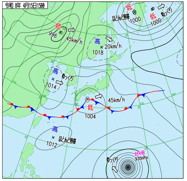 2026年4月15日15時の速報天気図