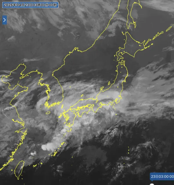 2026年4月23日3時の日本周辺の衛星赤外画像