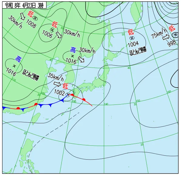 2026年4月23日3時の速報天気図