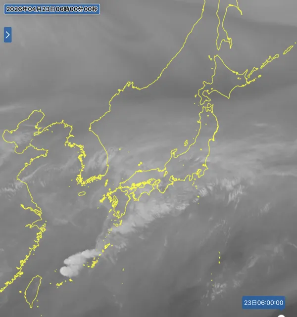 2026年4月23日6時の日本周辺の衛星水蒸気画像