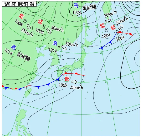2026年4月23日9時の速報天気図