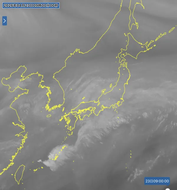 2026年4月23日9時の日本周辺の衛星水蒸気画像