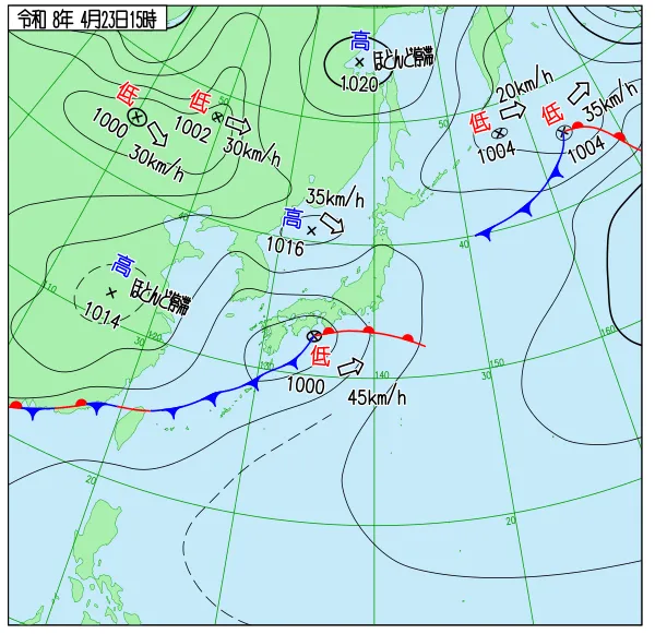 2026年4月23日15時の速報天気図