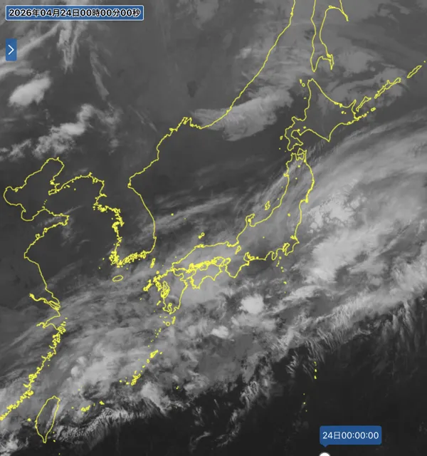 2026年4月23日24時の日本周辺の衛星赤外画像