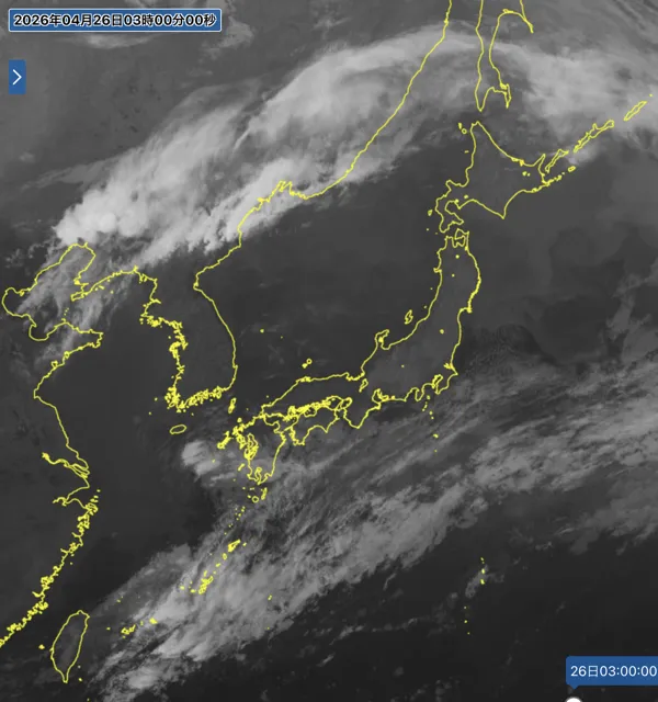 2026年4月26日3時の日本周辺の衛星赤外画像