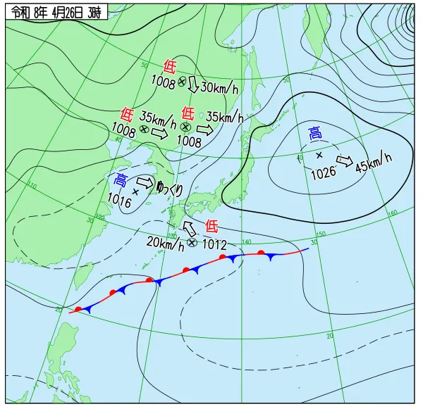 2026年4月26日3時の速報天気図
