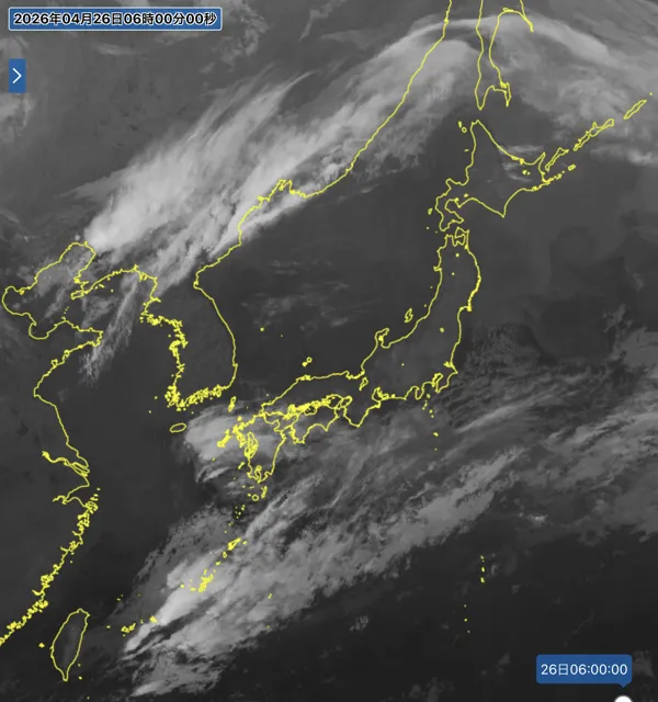 2026年4月26日6時の日本周辺の衛星赤外画像