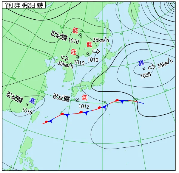 2026年4月26日9時の速報天気図