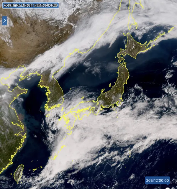 2026年4月26日12時の日本周辺の衛星可視画像