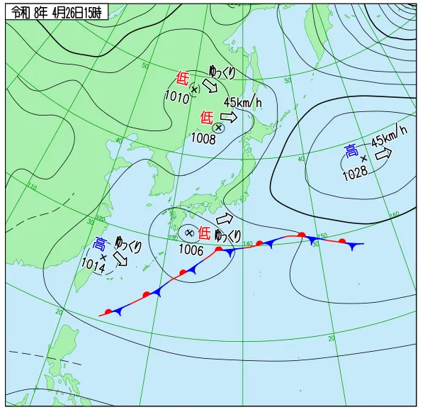 2026年4月26日15時の速報天気図