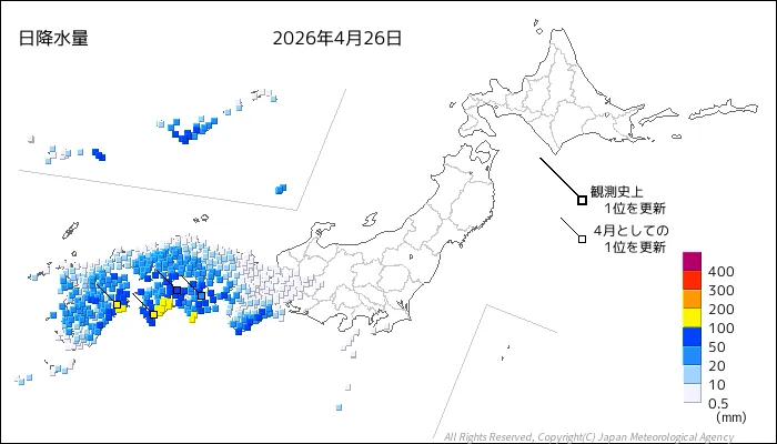 日本のアメダス日降水量の図