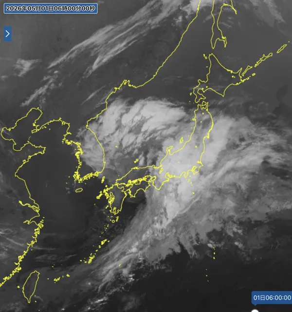 2026年5月1日6時の日本周辺の衛星赤外画像