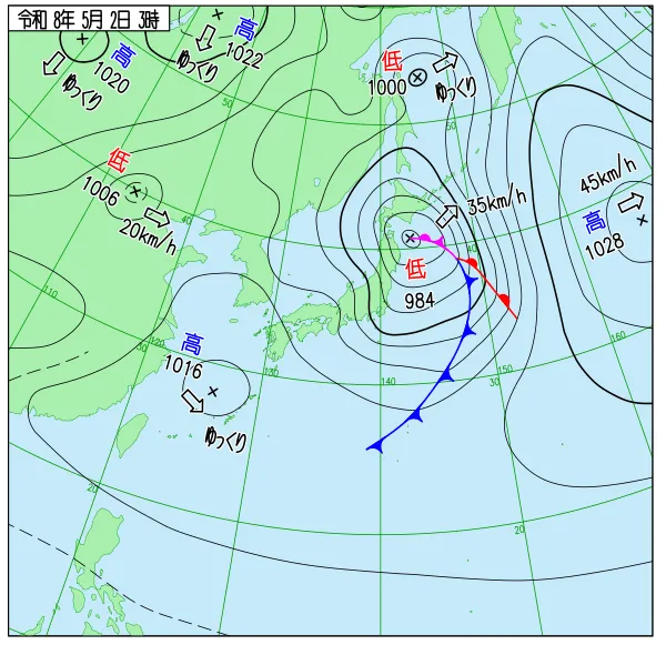 2026年5月2日3時の速報天気図