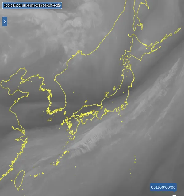 2026年5月5日6時の日本周辺の衛星水蒸気画像