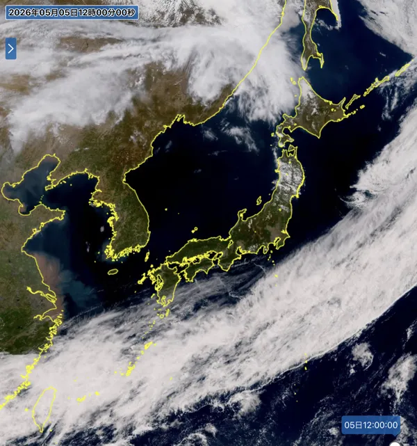 2026年5月5日12時の日本周辺の衛星可視画像