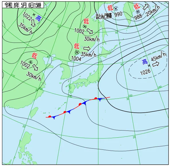 2026年5月6日15時の速報天気図