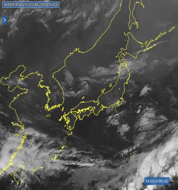 2026年5月14日3時の日本周辺の衛星赤外画像