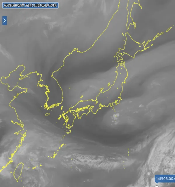 2026年5月14日6時の日本周辺の衛星水蒸気画像
