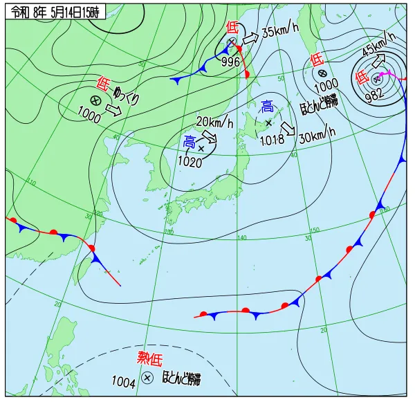 2026年5月14日15時の速報天気図