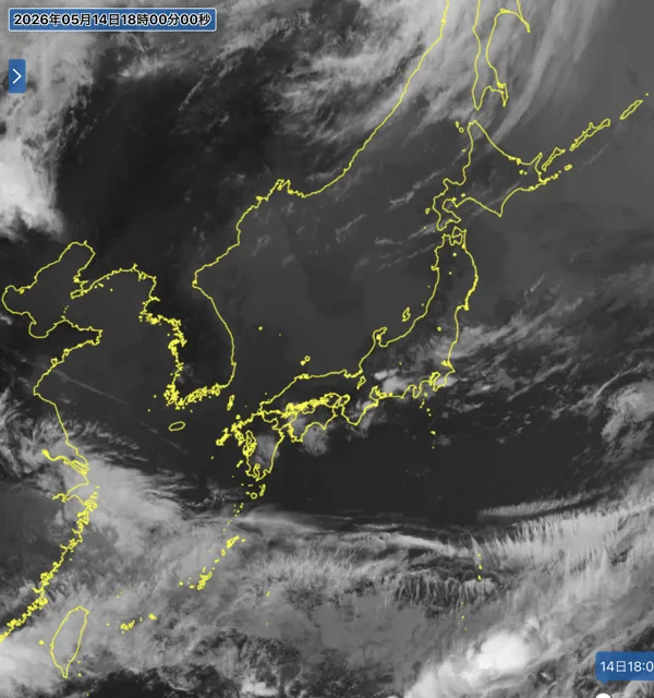 2026年5月14日18時の日本周辺の衛星赤外画像