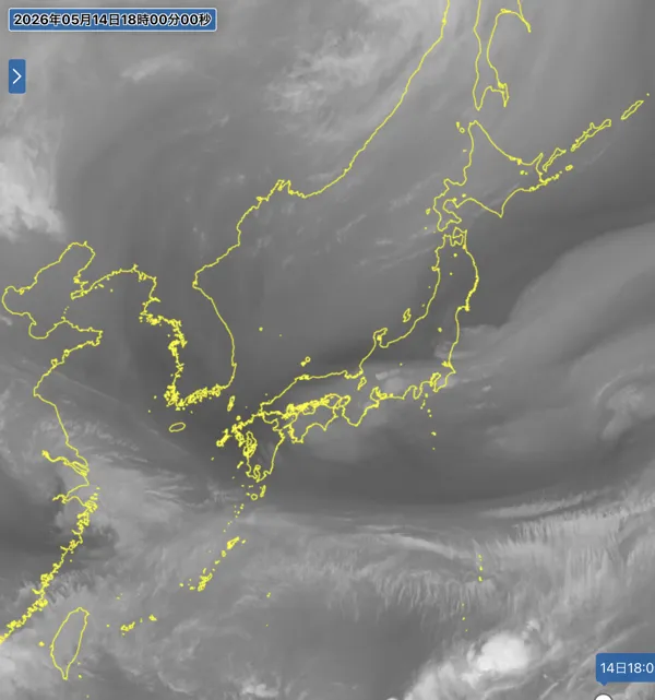2026年5月14日18時の日本周辺の衛星水蒸気画像