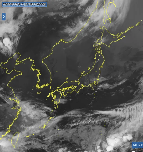 2026年5月14日21時の日本周辺の衛星赤外画像