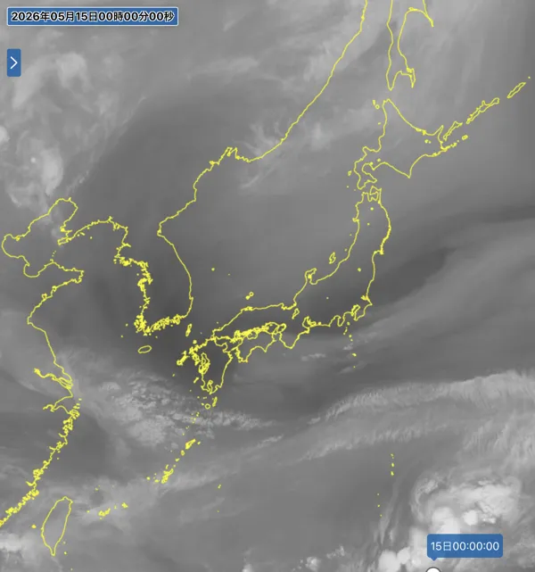 2026年5月14日24時の日本周辺の衛星水蒸気画像