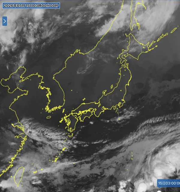 2026年5月15日3時の日本周辺の衛星赤外画像