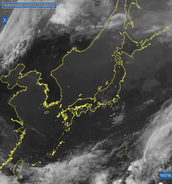 2026年5月15日18時の日本周辺の衛星赤外画像