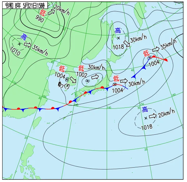 2026年5月21日15時の速報天気図