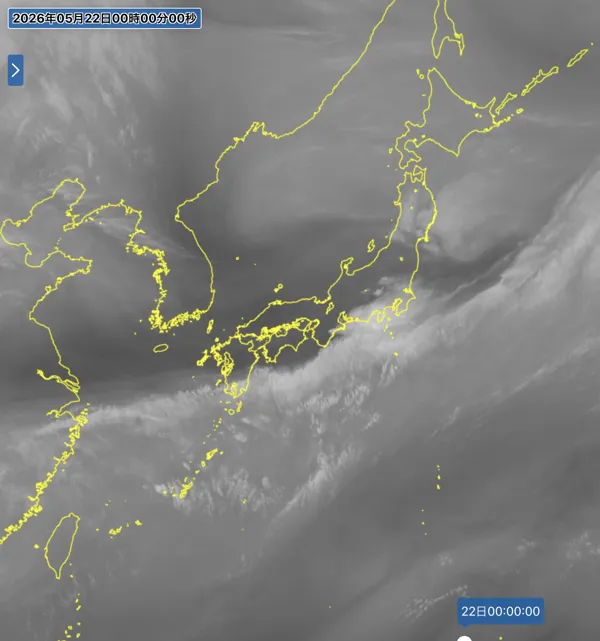 2026年5月21日24時の日本周辺の衛星水蒸気画像