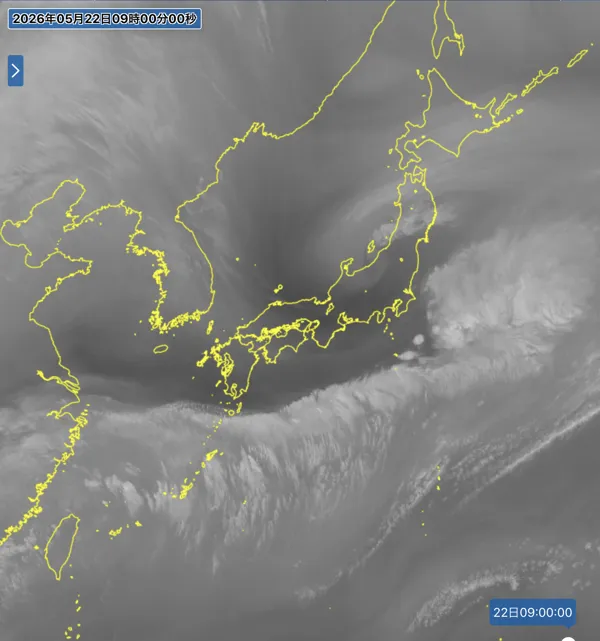 2026年5月22日9時の日本周辺の衛星水蒸気画像
