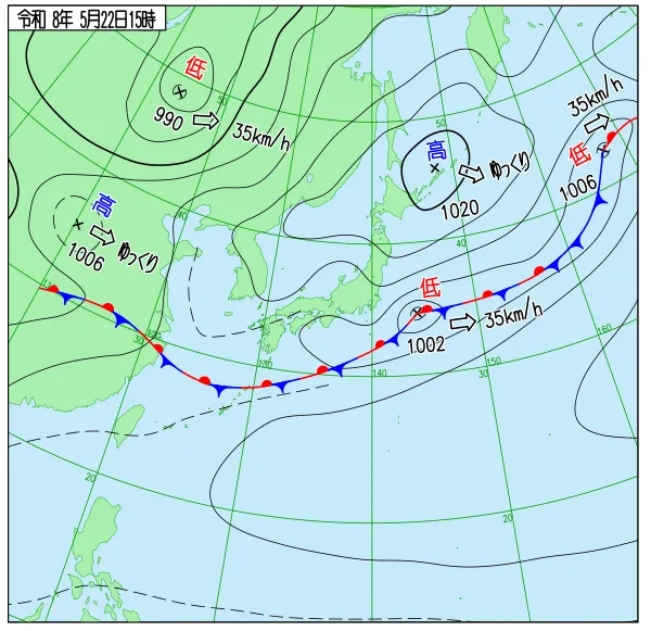 2026年5月22日15時の速報天気図