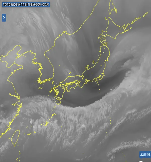 2026年5月22日15時の日本周辺の衛星水蒸気画像