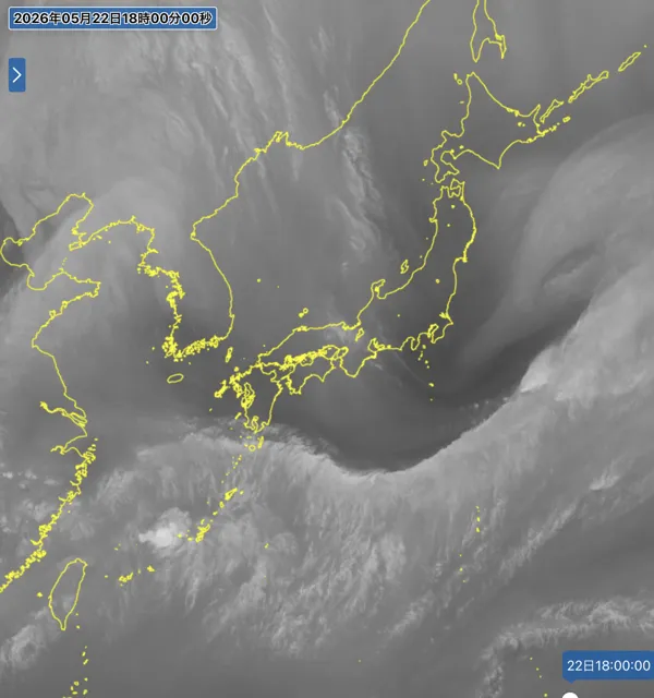 2026年5月22日18時の日本周辺の衛星水蒸気画像