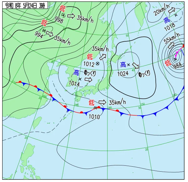 2026年5月24日3時の速報天気図