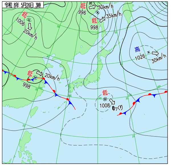 2026年5月26日3時の速報天気図