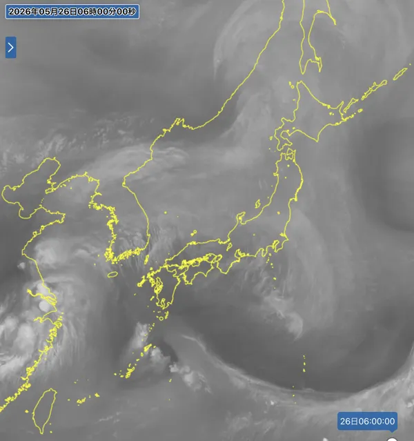 2026年5月26日6時の日本周辺の衛星水蒸気画像