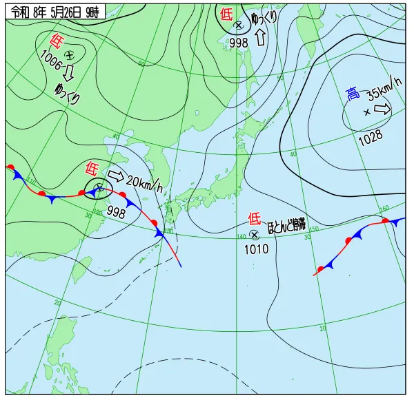 2026年5月26日9時の速報天気図