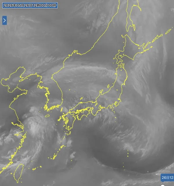 2026年5月26日12時の日本周辺の衛星水蒸気画像