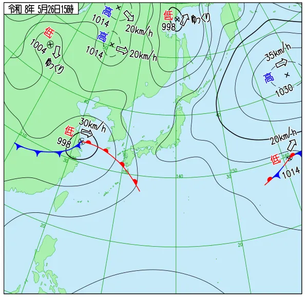 2026年5月26日15時の速報天気図