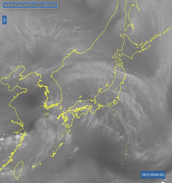 2026年5月26日18時の日本周辺の衛星水蒸気画像