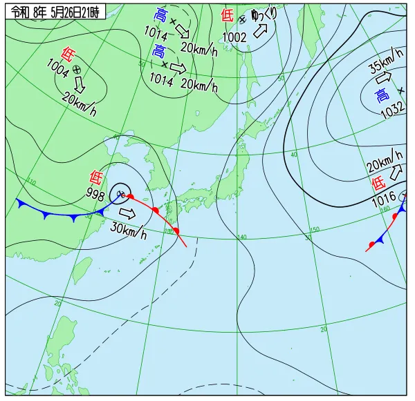 2026年5月26日21時の速報天気図