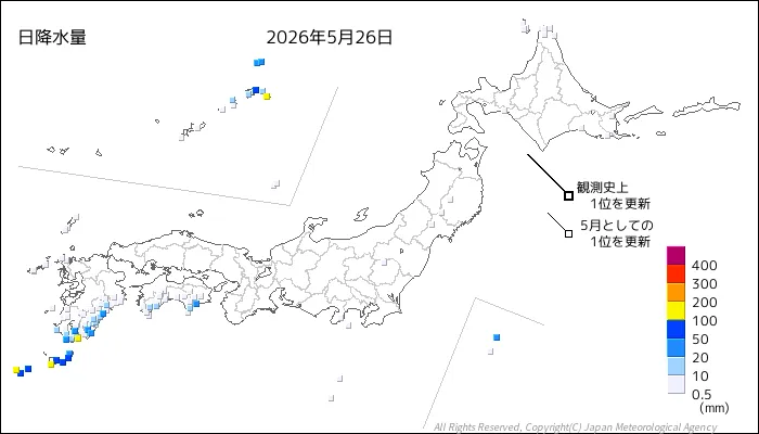 日本のアメダス日降水量の図