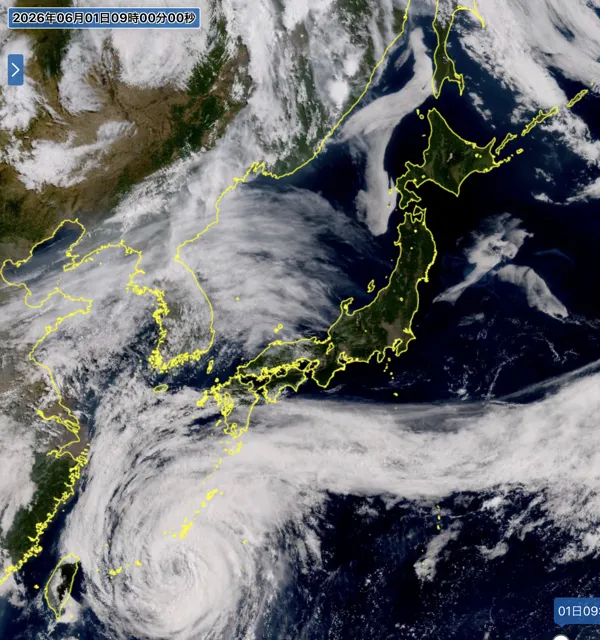 2026年6月1日9時の日本周辺の衛星可視画像